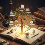 a tree growing out of a book